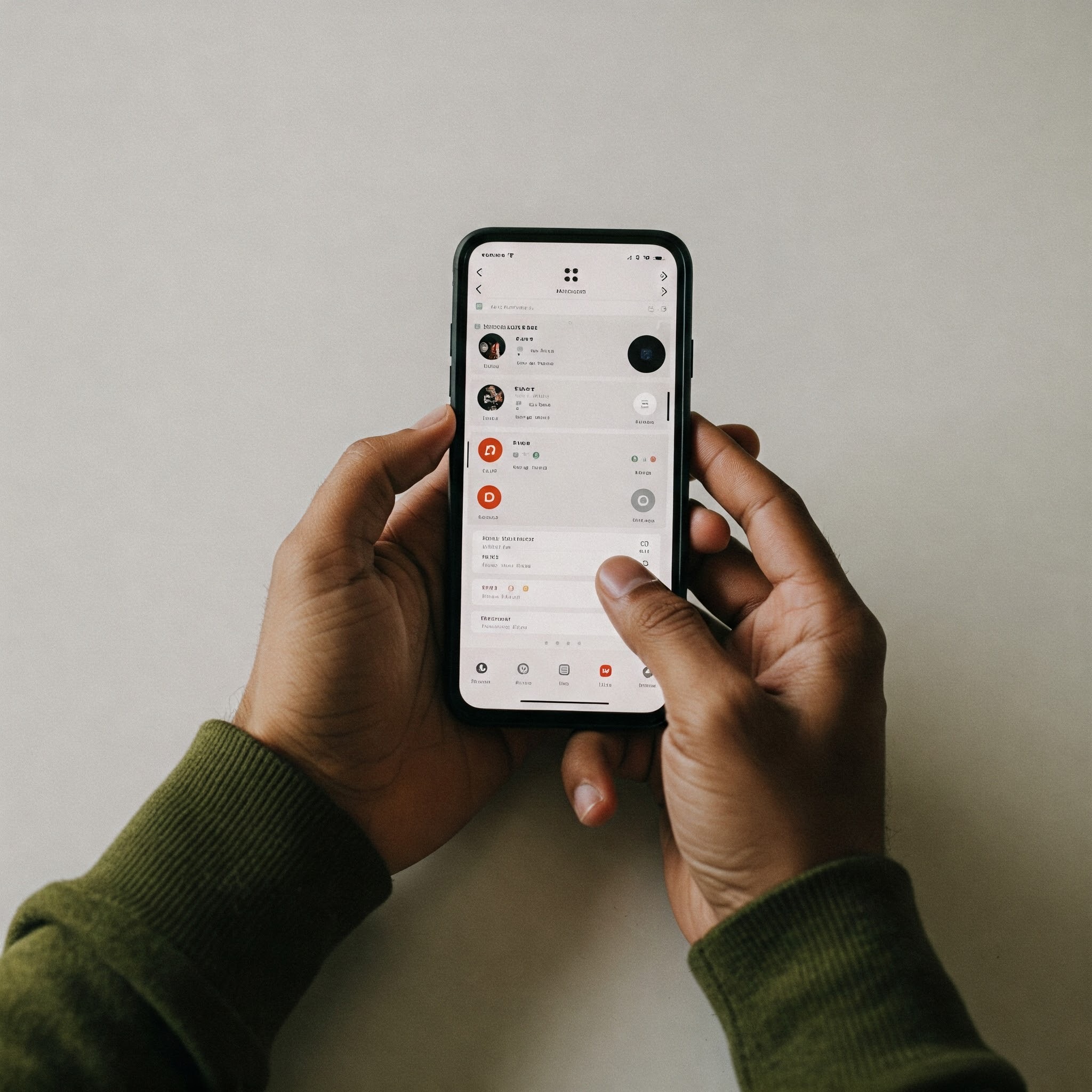 photo of Hands Interacting with App on Smartphone